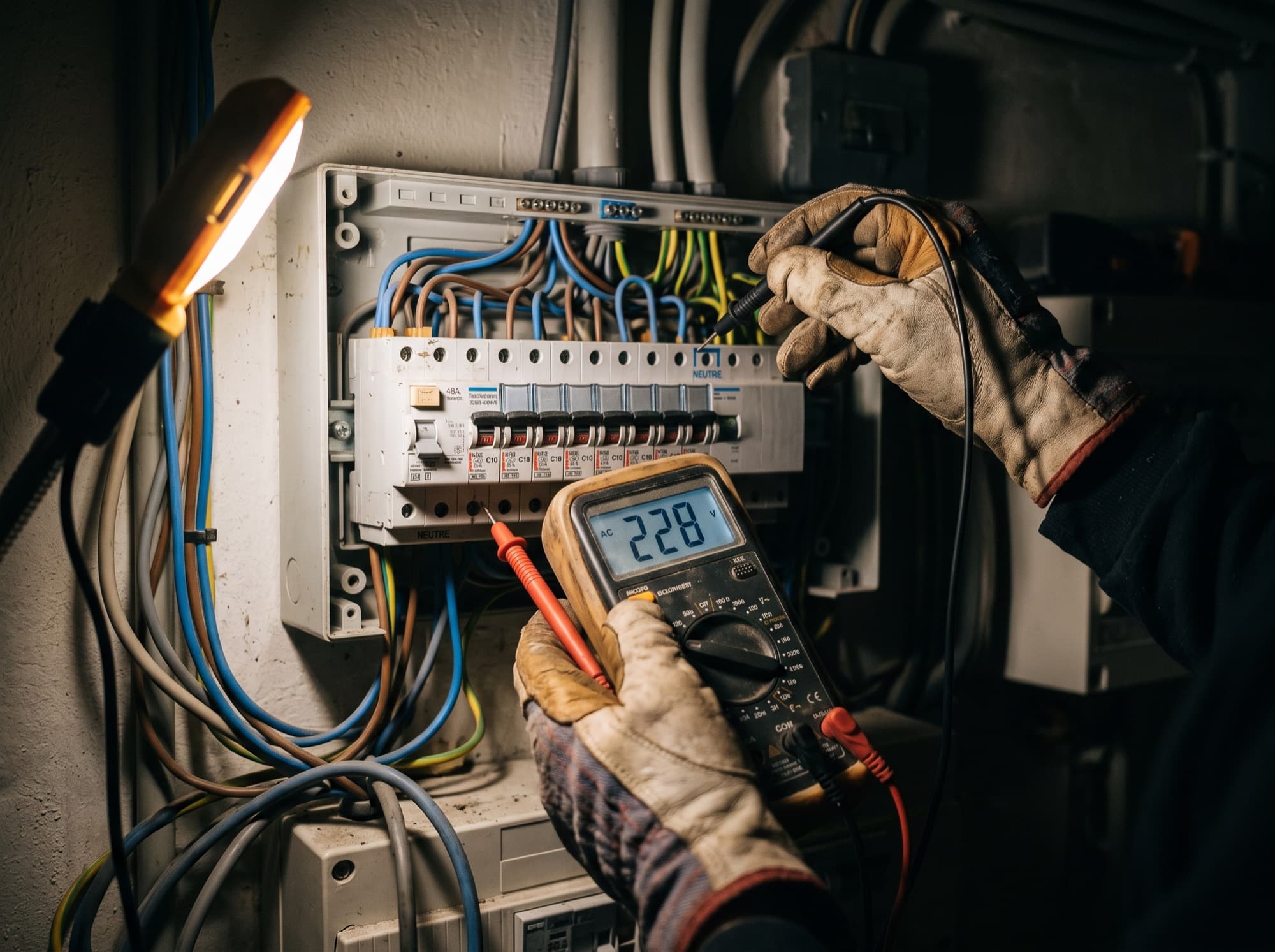 Contrôle d'une installation électrique au multimètre